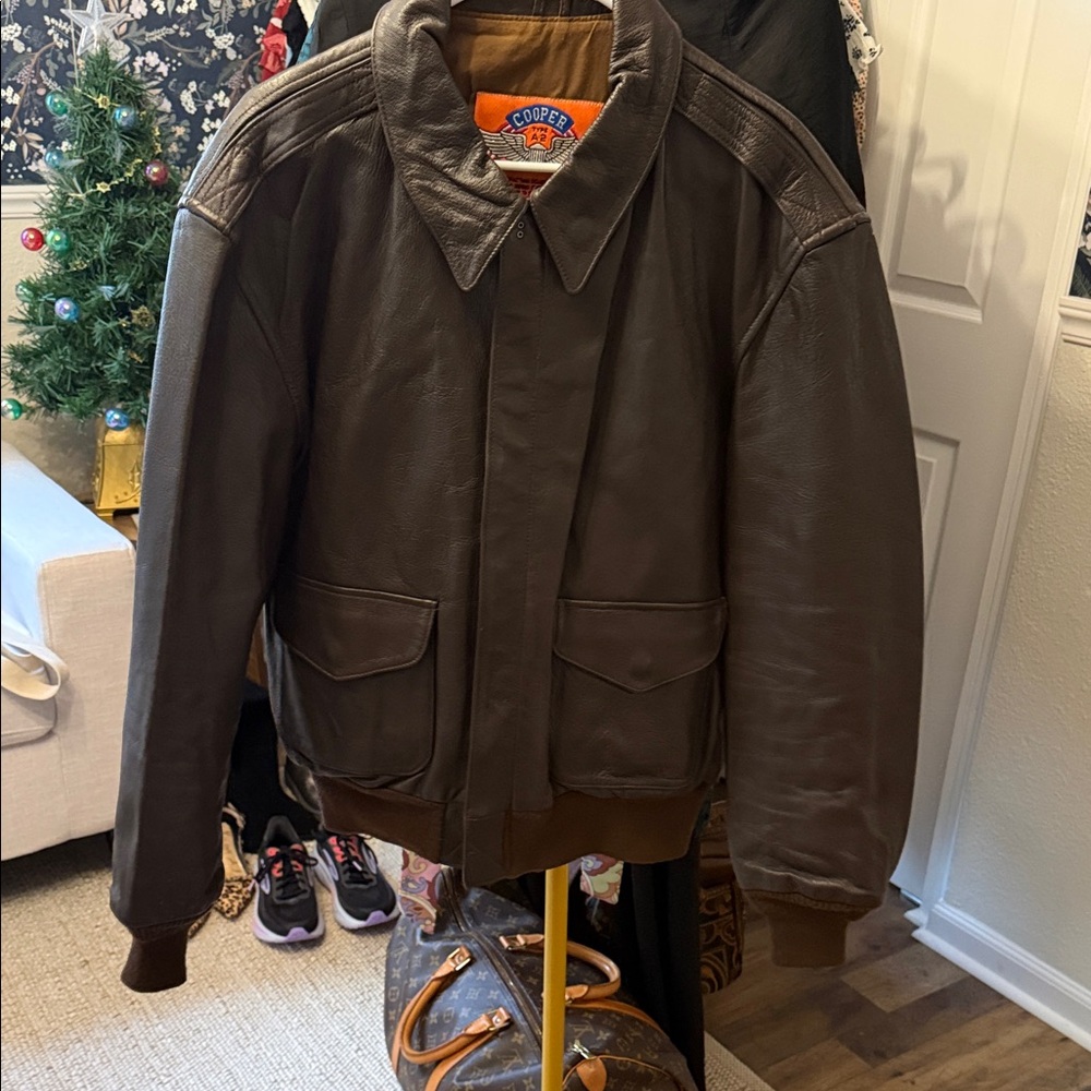 Cooper Brown Leather A-2 Bomber Jacket Size 44R